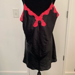 Black and Coral Satin Chemise Sz XL